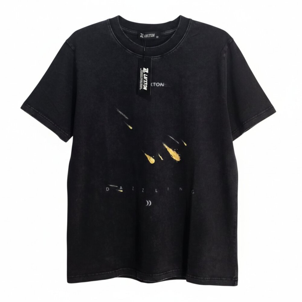 NWT | LAIXTON Men’s Black Distressed "Dazzling" Meteor Graphic T-Shirt | Medium